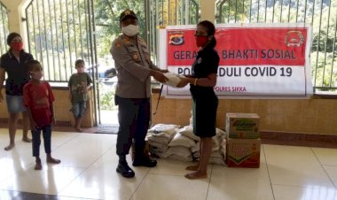Polri-Peduli-Covid-19,-Kapolres-Sikka-Berikan-Bantuan-Sembako-Kepada-Panti-Asuhan-Maria-Visitasi-Nebe