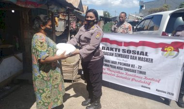 Peringati-Hari-Jadi-Polwan-ke-72,-Polwan-Polda-NTT-salurkan-bantuan-sembako-dan-masker
