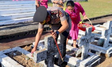 Hargai-Jasa-Pahlawan,-Kapolres-Belu-Pimpin-Ziarah-Rombongan-dan-Tabur-Bunga-Jelang-Hari-Bhayangkara-ke-76