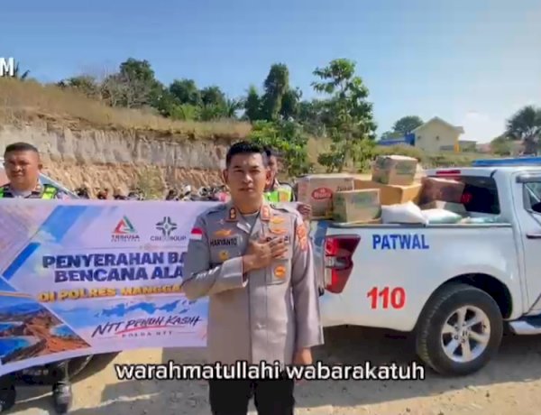 Polres Matim Kawal Penyaluran Bantuan PT Trinusa Resources dan CBP Group untuk Warga Terdampak Gempa di Kelurahan Kota Ndora