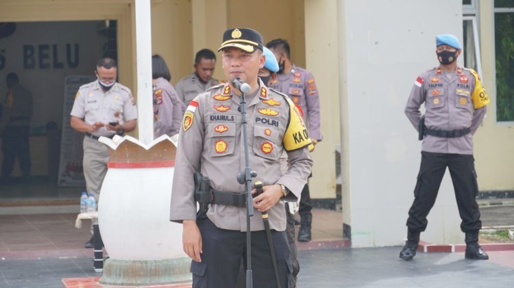 Gelar Apel Pergeseran Pasukan Pengamanan TPS, Kapolres Belu : Saya Minta Rekan-Rekan Serius, Disiplin dan Bekerja Sesuai SOP