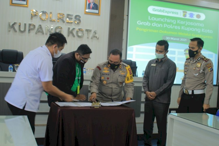 Tingkatkan Pelayanan Publik, Polres Kupang Kota Jalin kerjasama Dengan Grab Terkait Pengiriman Dokumen