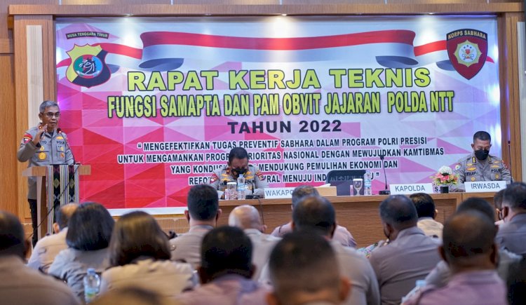 Buka Rakernis Fungsi Samapta dan Pamobvit Tahun 2022, Kapolda NTT Tekankan Anggota Harus Mampu Komunikasi, Koordinasi dan Kolaborasi