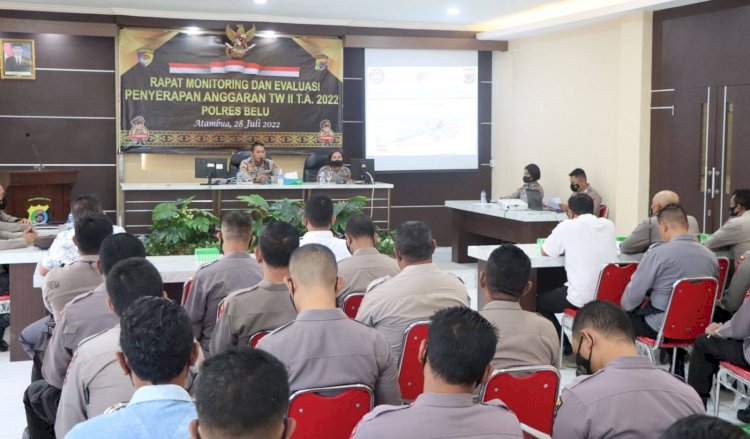 Polres Belu Gelar Rapat Monev Penyerapan Anggaran Triwulan II T.A 2022