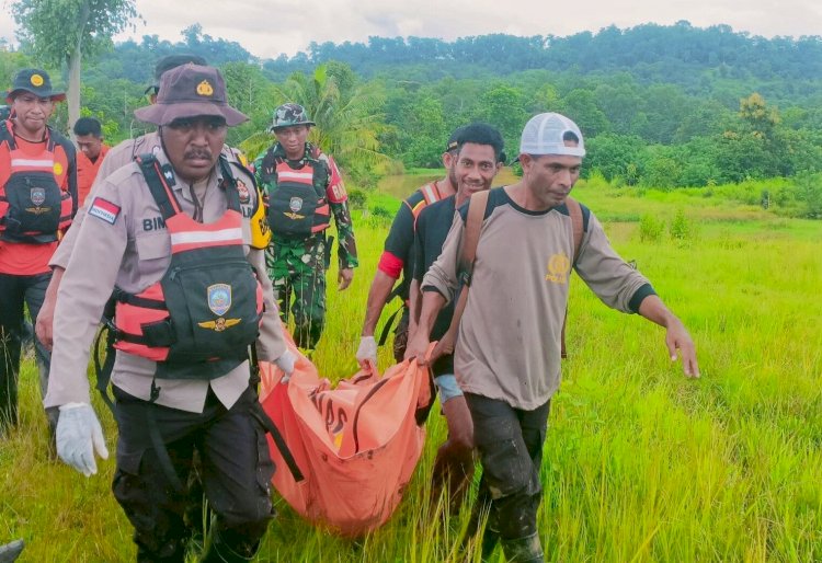 Tiga Hari Pencarian, Polsek Tasifeto Timur dan Tim Temukan Jasad Warga yang Hanyut Terseret Banjir