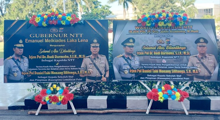 Ratusan Karangan Bunga Banjiri Mapolda NTT, Ucapan Selamat atas Kapolda Baru dan Apresiasi untuk Pejabat Lama