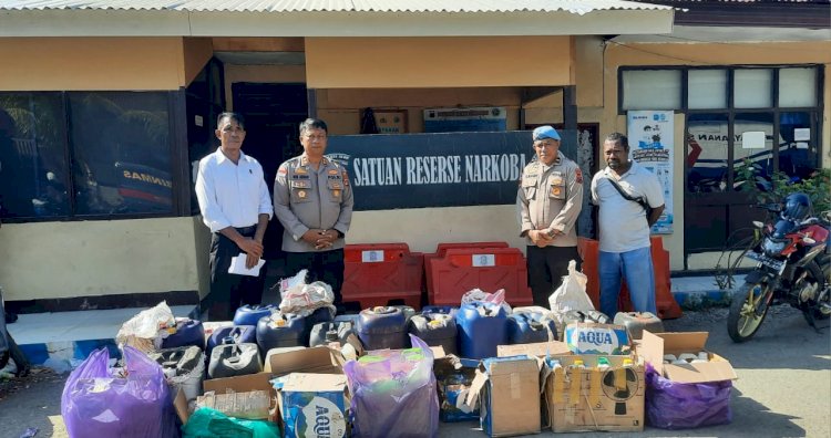 Polres Alor Amankan 947 Liter Miras Jenis Sopi Kiser dalam Operasi KRYD Penertiban Minuman Keras
