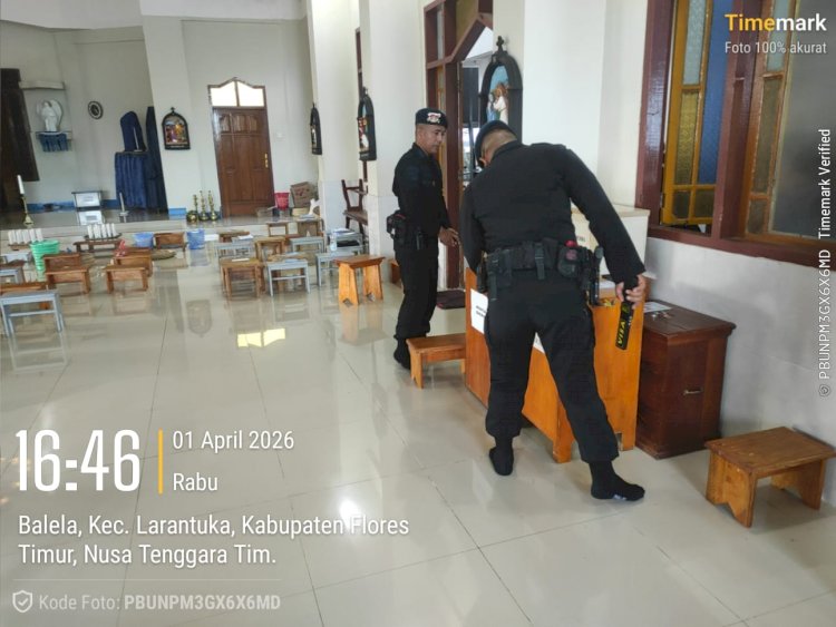 Jelang Puncak Semana Santa 2026, Tim Jibom Polda NTT Sterilisasi Gereja Prioritas di Larantuka