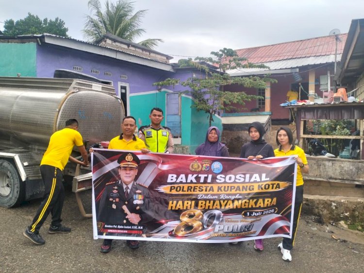 Polresta Kupang Kota Salurkan Air Bersih di Kecamatan Alak, Wujud Kepedulian Polri dalam Rangka Hari Bhayangkara ke-80