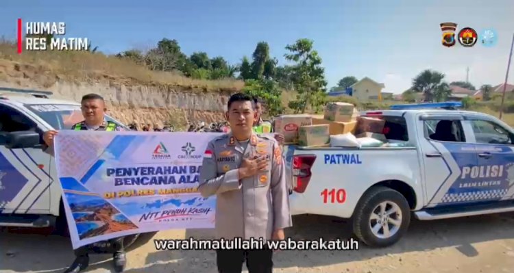 Polres Matim Kawal Penyaluran Bantuan PT Trinusa Resources dan CBP Group untuk Warga Terdampak Gempa di Kelurahan Kota Ndora